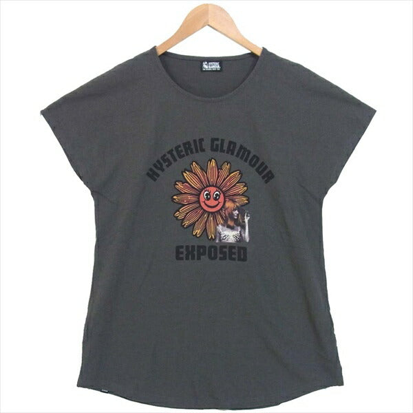 HYSTERIC GLAMOUR ヒステリックグラマー 01202CT11 FLOWER POWER 日本製 レディース Tシャツ チャコール系 F【中古】