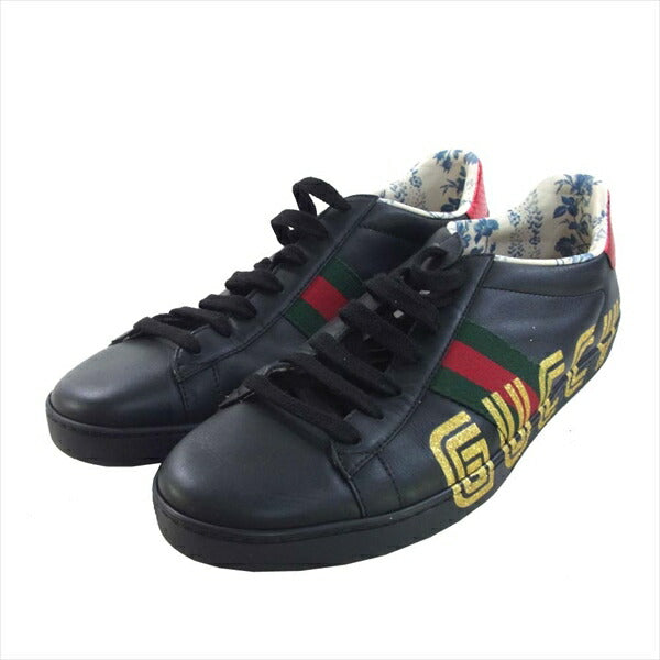 GUCCI グッチ 525268 ACE エース スニーカー ブラック系 40  1/2【中古】