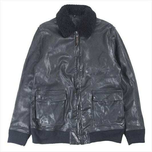 Yohji Yamamoto ヨウジヤマモト × バックラッシュ BACKLASH 20AW HR-Y90-710 襟ボア ゴートレザー ジャケット ブラック系 4【美品】【中古】