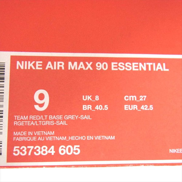 NIKE ナイキ AIR MAX 90 ESSENTIAL 537384 605 エア マックス エッセンシャル スニーカー エンジ系 エンジ系 27cm【中古】