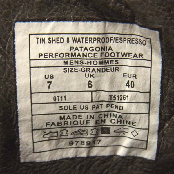 patagonia パタゴニア T51261 Tin Shed Mid 8 Waterproof ティンシェッド トレッキングブーツ ブラウン系 ブラウン系 US7【中古】