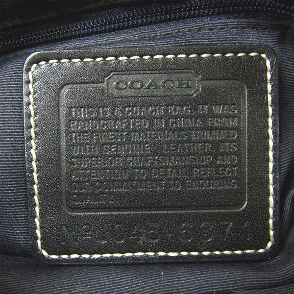 COACH コーチ シグネチャー ナイロン レザー ショルダー レディース ハンドバッグ ブラック系【中古】