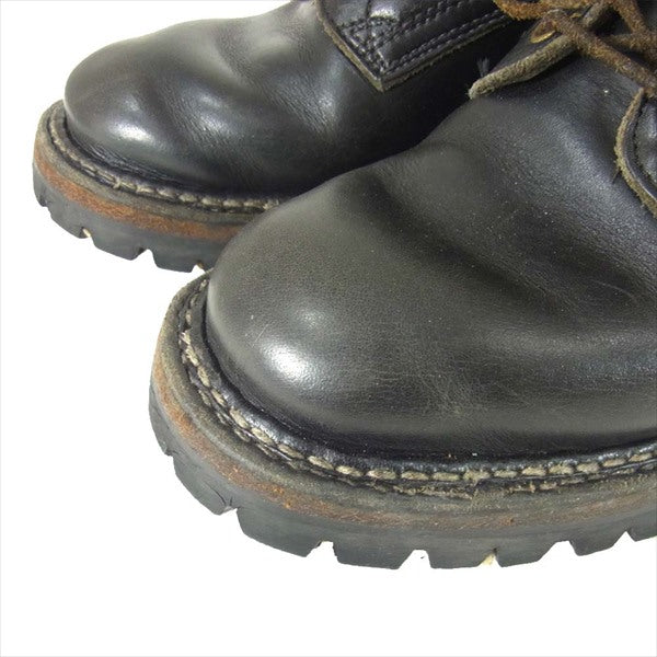 WHITE'S BOOTS ホワイツブーツ #100ソール 編み上げ ワーク レザー ハーフ 刻印 ブーツ ブラック系 7E【中古】