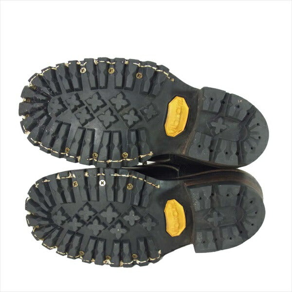 WHITE'S BOOTS ホワイツブーツ #100ソール 編み上げ ワーク レザー ハーフ 刻印 ブーツ ブラック系 7E【中古】