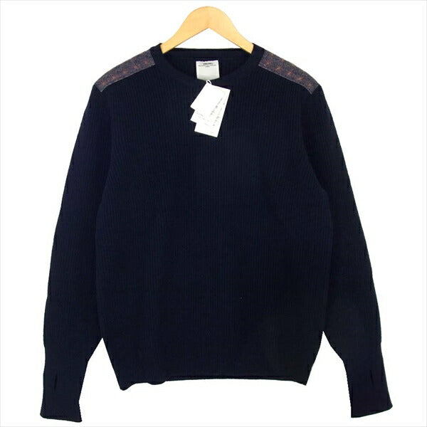 VISVIM ビズビム 0116405012001 UK COMMANDO CREW KNIT 刺し子 エルボーパッチ 16AW ニット ネイビー系 3【中古】