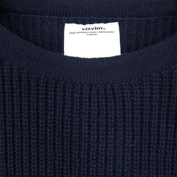 VISVIM ビズビム 0116405012001 UK COMMANDO CREW KNIT 刺し子 エルボーパッチ 16AW ニット ネイビー系 3【中古】
