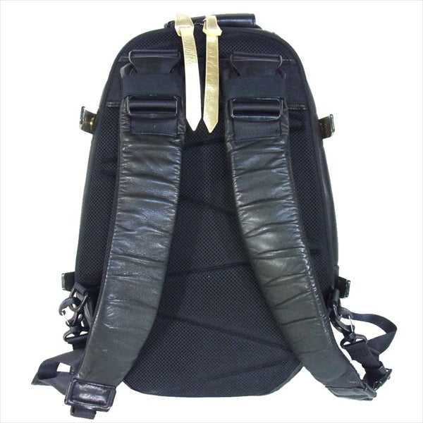 カツユキコダマ バックパック ジップ ゴールド 無地 リュック ブラック系【中古】