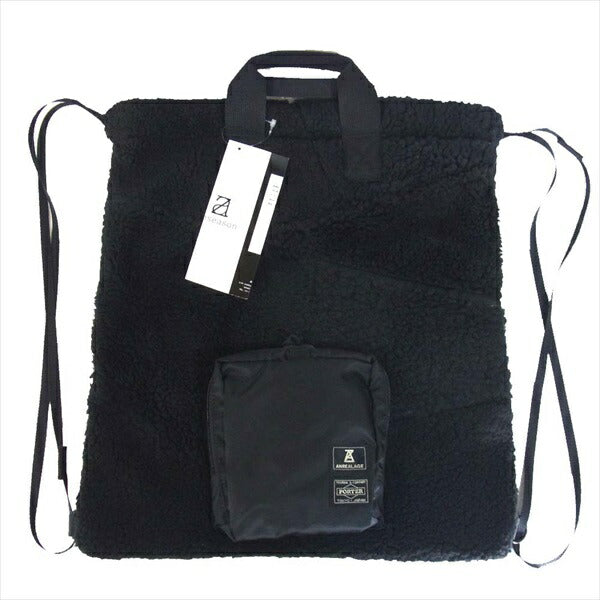 ANREALAGE アンリアレイジ × ポーター PORTER ボアパネル パッチワーク ナップサック リュック ブラック系 os【新古品】【未使用】【中古】