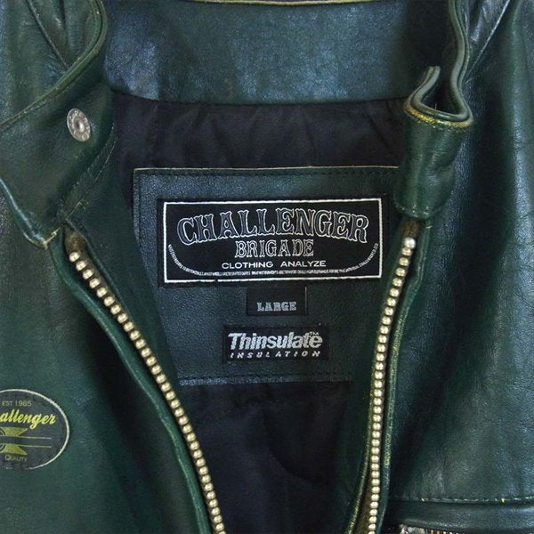 CHALLENGER チャレンジャー CLG-JK 012-013 カウレザー シングル ライダース レザー ジャケット グリーン系 L【中古】