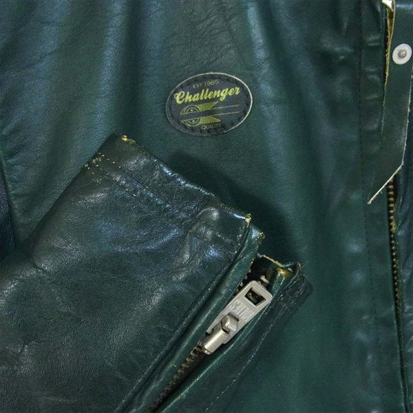 CHALLENGER チャレンジャー CLG-JK 012-013 カウレザー シングル ライダース レザー ジャケット グリーン系 L【中古】