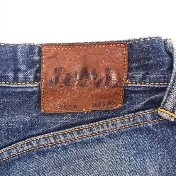 EVISU エヴィス Lot2000 ボタンフライ ストレート デニム パンツ インディゴブルー系 30X35【中古】