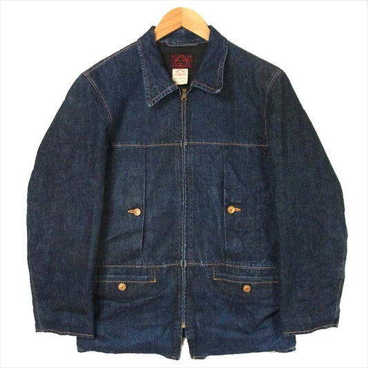 EVISU エヴィス ジップアップ カバーオール 日本製 デニム ジャケット インディゴブルー系 38【美品】【中古】