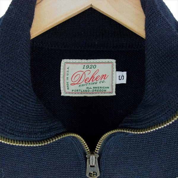 LANGLITZ LEATHERS ラングリッツレザーズ ディーエン Dehen ハーフジップ ロゴ ウール ニット プルオーバー ネイビー系 S【中古】