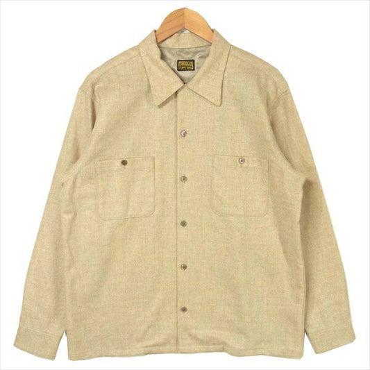 TENDERLOIN テンダーロイン T-WOOL SHT ウール オープンカラー 長袖シャツ ベージュ系  ベージュ系 M【美品】【中古】