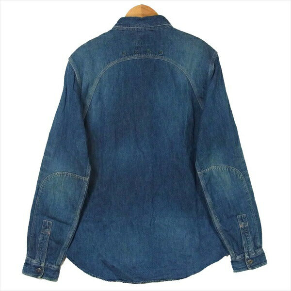 RRL ダブルアールエル WW1A6BG コットン リネン 中国製 デニムシャツ インディゴブルー系 M【中古】