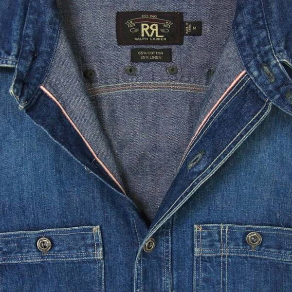 RRL ダブルアールエル WW1A6BG コットン リネン 中国製 デニムシャツ インディゴブルー系 M【中古】