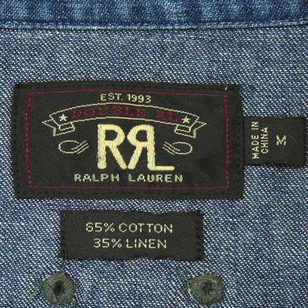 RRL ダブルアールエル WW1A6BG コットン リネン 中国製 デニムシャツ インディゴブルー系 M【中古】