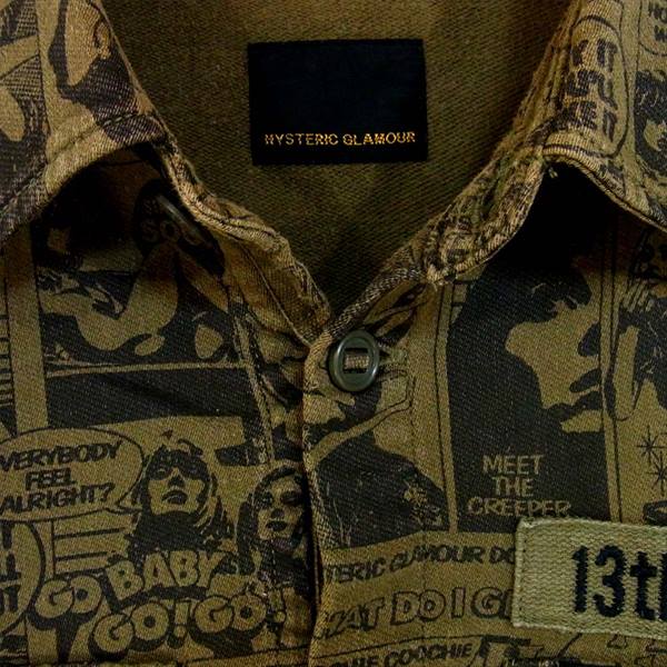HYSTERIC GLAMOUR ヒステリックグラマー 0224AH05 総柄 プリント ミリタリー シャツ ミリタリーシャツ カーキ(オリーブグリーン)系 M【中古】