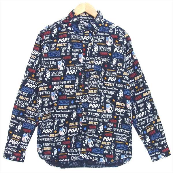 HYSTERIC GLAMOUR ヒステリックグラマー 0241AH03 ガールプリント 総柄 長袖 シャツ 長袖シャツ ダークネイビー系 M【美品】【中古】