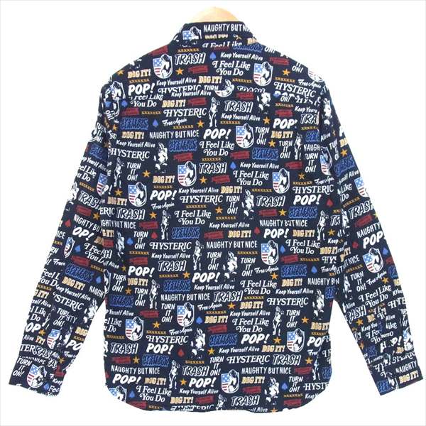 HYSTERIC GLAMOUR ヒステリックグラマー 0241AH03 ガールプリント 総柄 長袖 シャツ 長袖シャツ ダークネイビー系 M【美品】【中古】