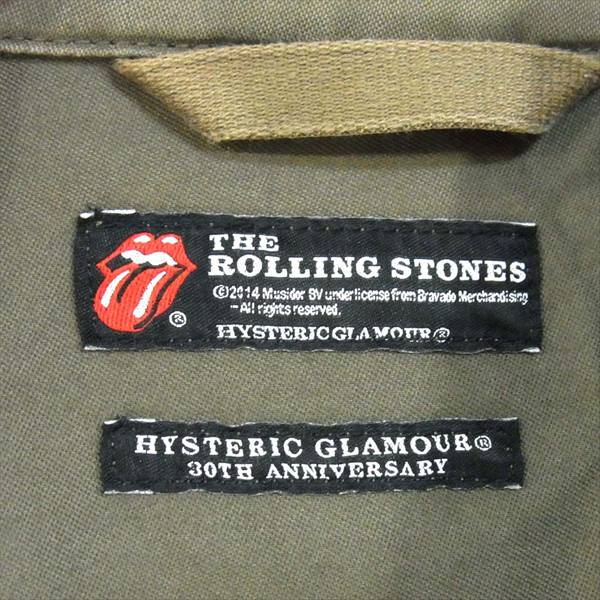 HYSTERIC GLAMOUR ヒステリックグラマー 0241AB07 M-65 THE Rolling Stones ローリングストーンズ プリント 日本製 ブルゾン カーキ(オリーブグリーン)系 M【中古】