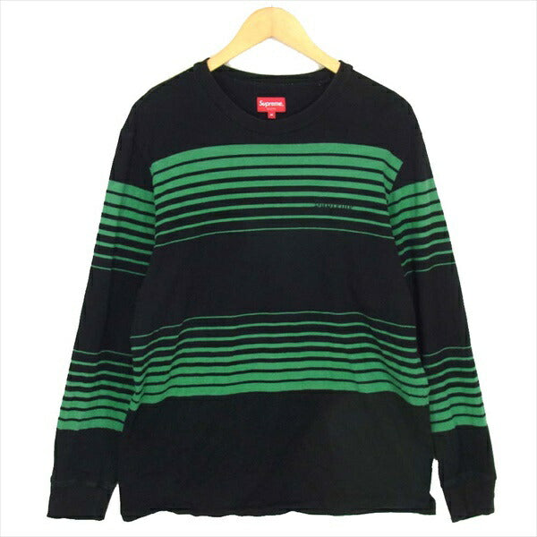 Supreme シュプリーム 18AW Fade Stripe L/S Top フェード ストライプ 長袖 ボーダー カットソー ブラック系 ブラック系 M【中古】