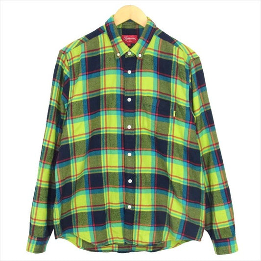 Supreme シュプリーム 19SS Plaid Flannel Shirt プライド フランネル チェック 長袖シャツ ライトグリーン系 M【中古】