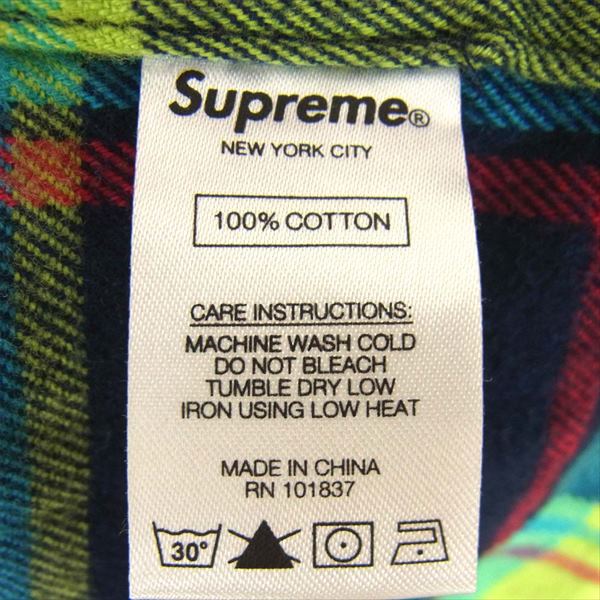 Supreme シュプリーム 19SS Plaid Flannel Shirt プライド フランネル チェック 長袖シャツ ライトグリーン系 M【中古】