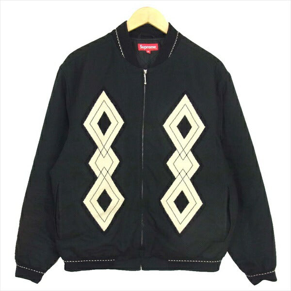 Supreme シュプリーム 18AW Diamond Rayon Bomber Jacket ダイヤモンド レーヨン ジップアップ ボンバー ブルゾン ジャケット ブラック系 M【中古】