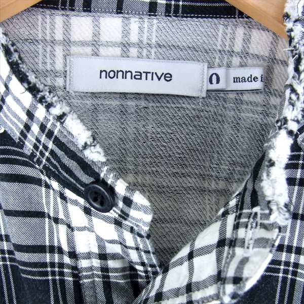 nonnative ノンネイティブ NN-S2814 RANCHER SHIRT C/P MINI PLAID CHECK OVERDYED チェック柄 バンドカラー 長袖シャツ ブラック系 ０【中古】