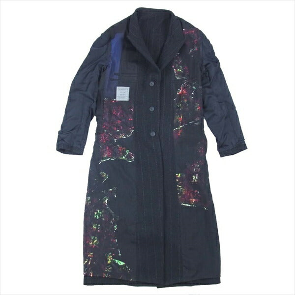 Yohji Yamamoto POUR HOMME ヨウジヤマモトプールオム 20AW HR-J26-849 内田漢字1216 リバーシブル 裏総シルク マキシ丈 コート ブラック系 3【極上美品】【中古】