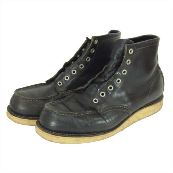 RED WING レッドウィング 8130 刺繍羽タグ 箱付き レザー モックトゥ ブーツ ブラック系 9D【中古】