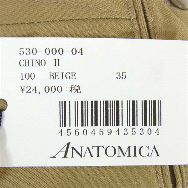 アナトミカ 530-000-04 CHINO II チノ ツイル パンツ ベージュ系 35【新古品】【未使用】【中古】
