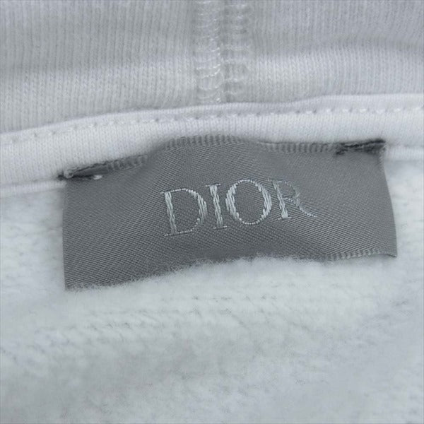 DIOR HOMME ディオールオム 国内正規品 ショーンステューシー Shawn Stussy 033J646A0531 メッセージ 刺繍 プルオーバー パーカー ホワイト系 L【中古】