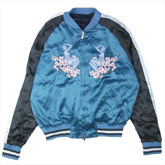 DIOR HOMME ディオールオム 国内正規品 933C435A4516 19AW 空山基 セクシーロボット 刺繍 ブルゾン スカジャン 水色系 46【中古】