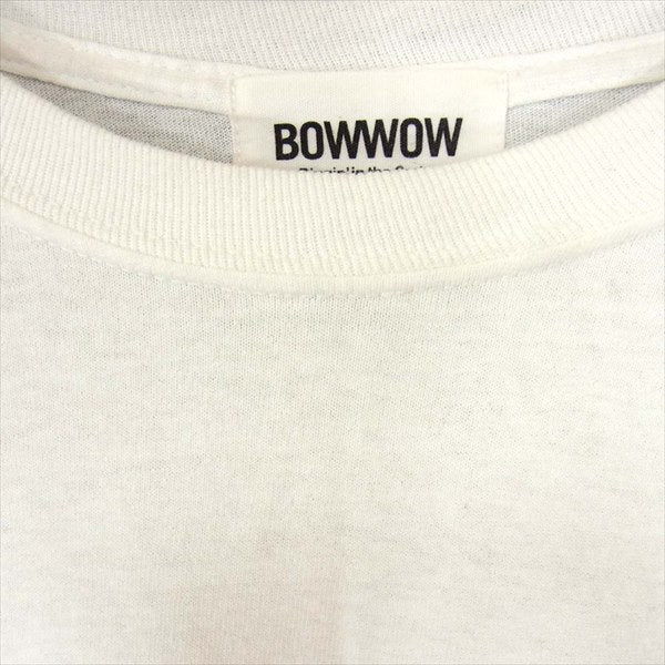 バウワウ プリント ロングスリーブ 長袖 Tシャツ クルーネック カットソー ホワイト系 ホワイト系 L【中古】