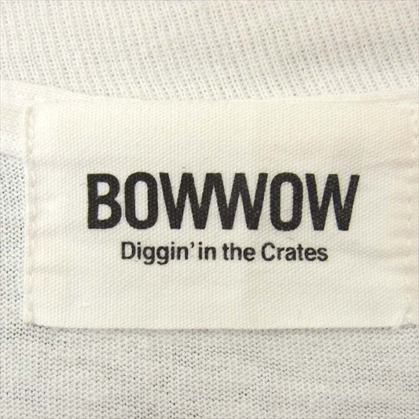 バウワウ プリント ロングスリーブ 長袖 Tシャツ クルーネック カットソー ホワイト系 ホワイト系 L【中古】