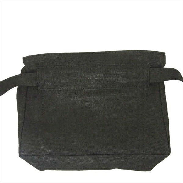 A.P.C. アーペーセー 麻 リネン フランス製 ボディ バッグ ブラック系【中古】