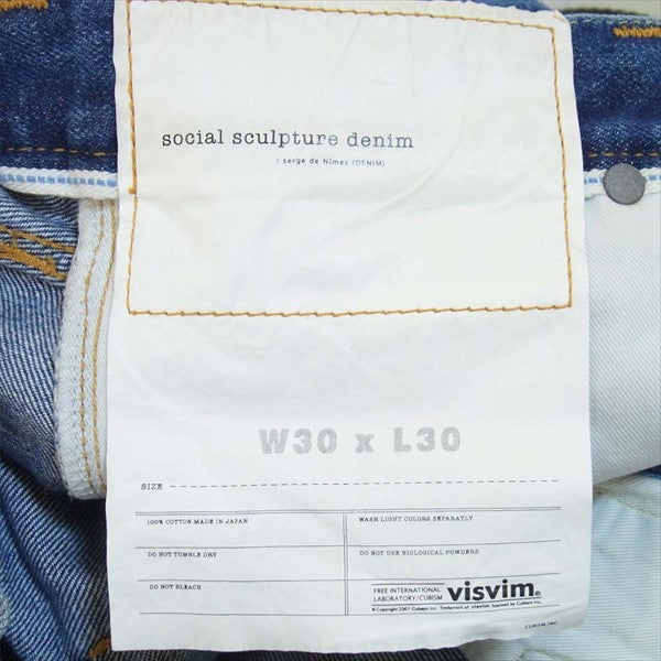 VISVIM ビズビム 0117105005017 SOCIAL SCLPTR 01 SLIM DMGD-12 スリム ダメージ デニム パンツ インディゴブルー系 W30【美品】【中古】