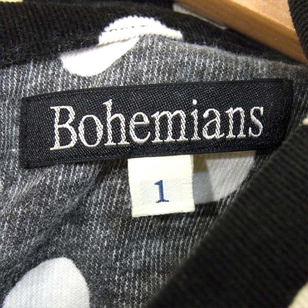 BOHEMIANS ボヘミアンズ ポルカドット コーデュロイ ハイネック ブラウス レディース 長袖シャツ 黒系 黒系 1【中古】