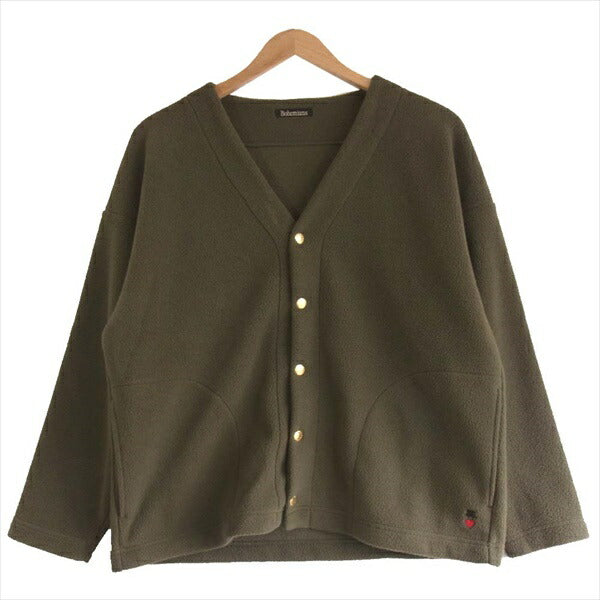 BOHEMIANS ボヘミアンズ ノーカラー フリース ジャケット レディース カバーオールジャケット カーキ(オリーブグリーン)系 1【中古】