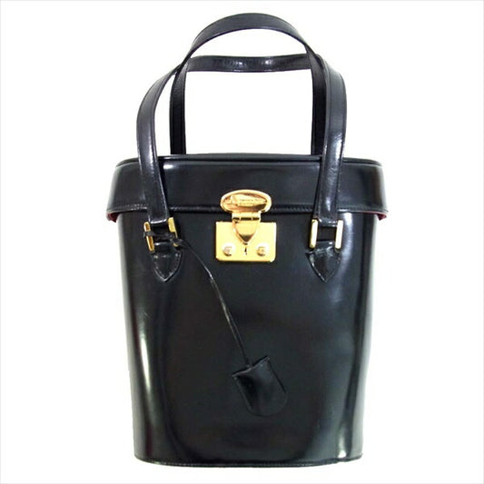 Aquascutum アクアスキュータム 筒形 レザー トート レディース バッグ ブラック系 ブラック系【中古】