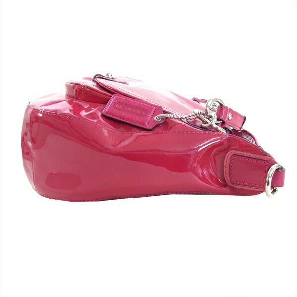 COACH コーチ エナメル ショルダー バッグ レディース トートバッグ ピンク系  ピンク系【中古】