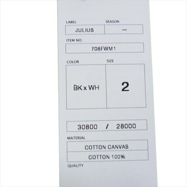 JULIUS 708FWM1 BK x WH サイズ1 JULIUS 708FWM1 BK x WH サイズ1 SHOES – JULIUS TOKYO STORE