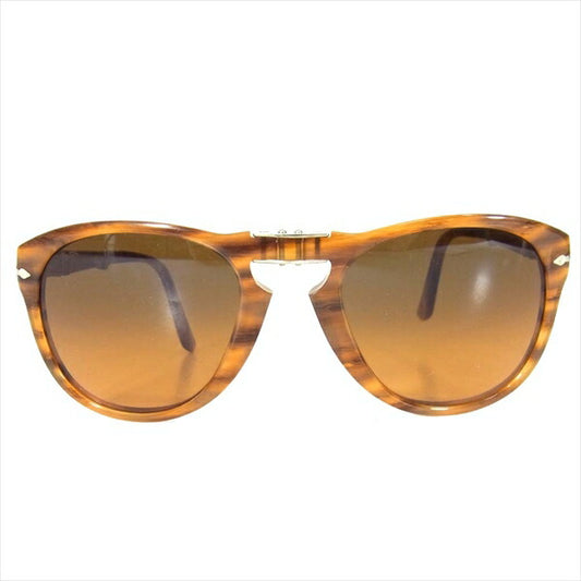 Persol ペルソール 714 ティアドロップ 折り畳み コンパクト サングラス ブラウン系 54□21 140【中古】