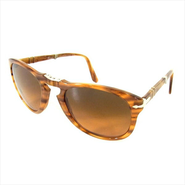 Persol ペルソール 714 ティアドロップ 折り畳み コンパクト サングラス ブラウン系 54□21 140【中古】