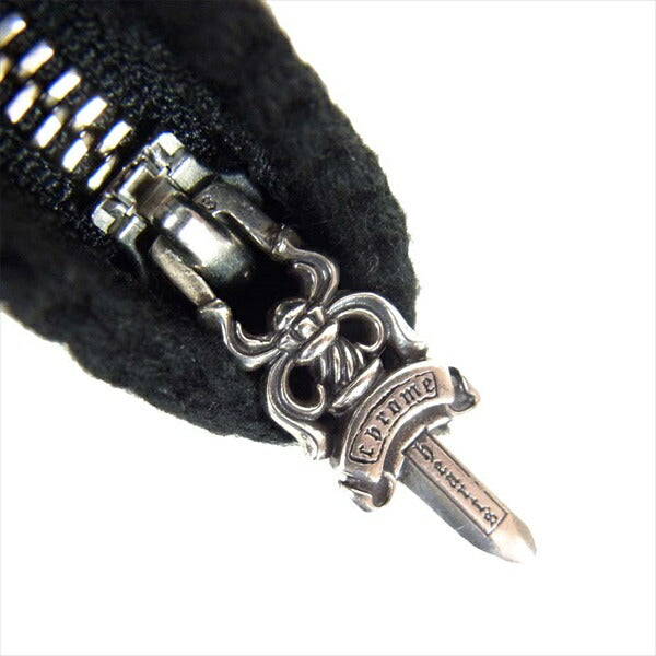 CHROME HEARTS クロムハーツ（原本無） ZPR CHG PURSE CROCH ジッパーチェンジパース クローチェ カシミヤヤーン セメタリークロスパッチ ウォレット 財布 黒系【美品】【中古】