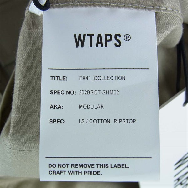 WTAPS ダブルタップス 202BRDT-SHM02 MODULAR LS / SHIRT RIPSTOP リップストップ モジュラー シャツ ジャケット ベージュ系 X02【新古品】【未使用】【中古】