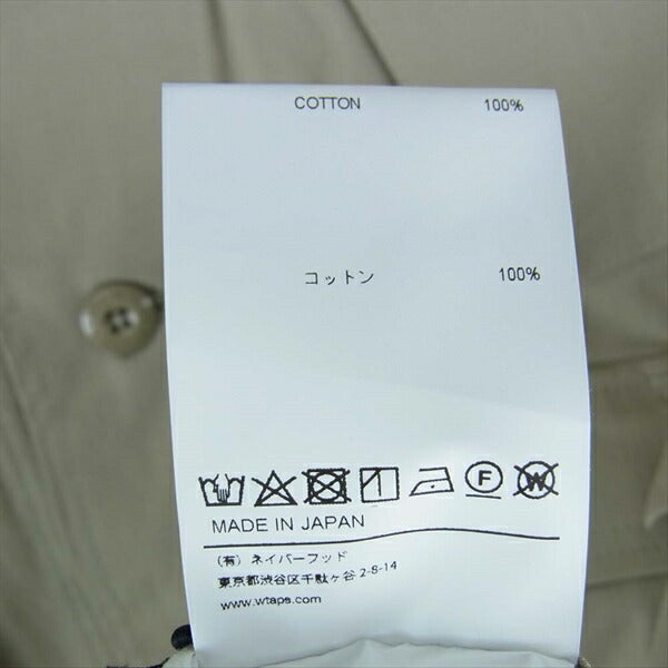 WTAPS ダブルタップス 202BRDT-SHM02 MODULAR LS / SHIRT RIPSTOP リップストップ モジュラー シャツ ジャケット ベージュ系 X02【新古品】【未使用】【中古】