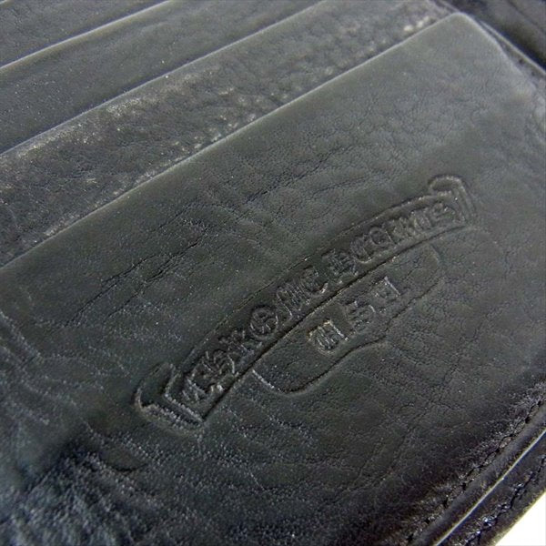 CHROME HEARTS クロムハーツ（原本無） WAVE WALLET ウェーブ クロスボタン レザー ウォレット 財布 ブラック系【中古】